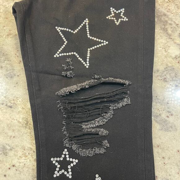 Star Rhinestone Party Straight Leg Jeans New - Picture 4 of 6